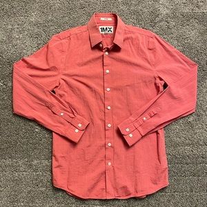 Men’s Express 1MX Fitted Shirt Coral Size Small 14-14.5